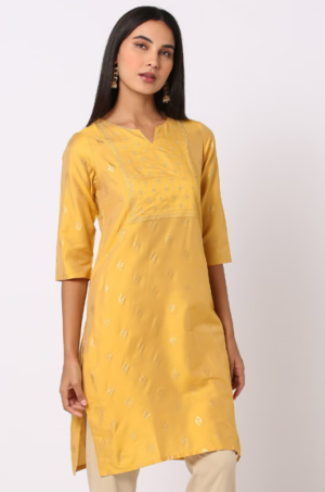 Foil Print Straight Kurta