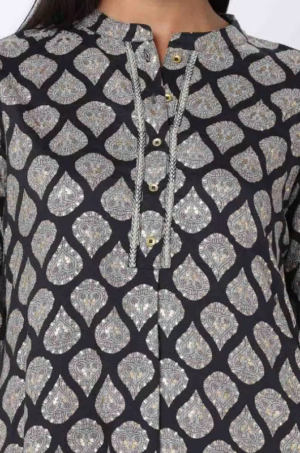Black Printed Straight Kurta - Image 5